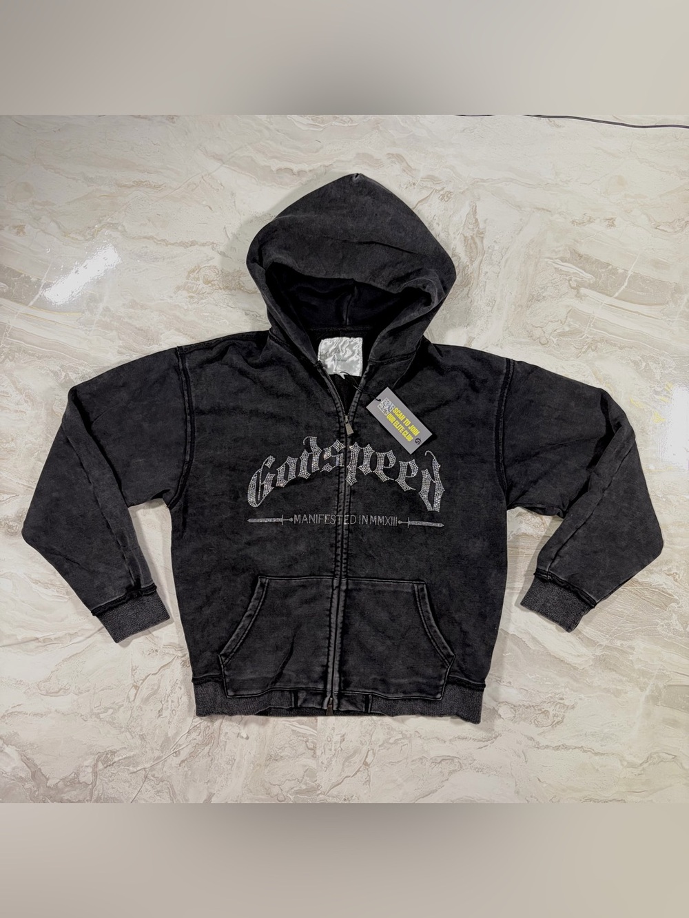 Godspeed hoodie with vvs rhinestone embroidery